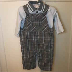 Baby overall with long sleeve shirt